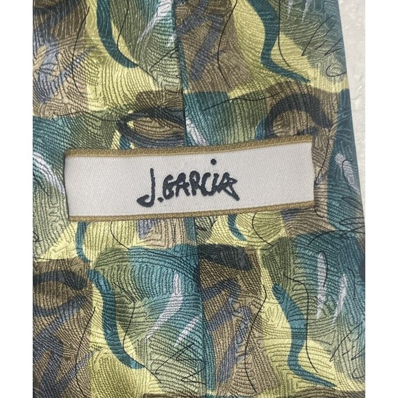 Jerry Garcia Silk Tie Blue Mountain Collection Forty Two Green Aqua Yellow - Picture 5 of 9